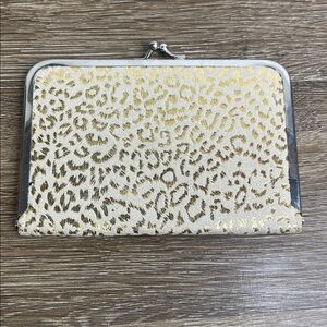Gold Leopard Print Accordion Photo Wallet Organizer Clutch